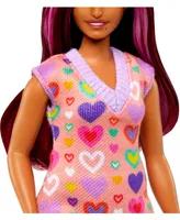 Barbie Fashionistas Doll 207 With Pink-Streaked Hair and Heart Dress - Multi