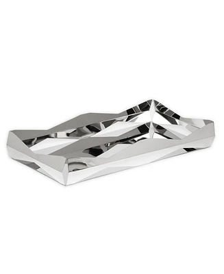 Classic Touch Stainless Steel Oblong Tray with V Design, 15.75" L