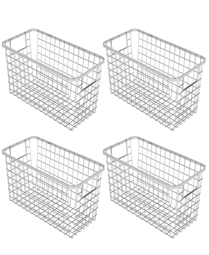 Smart Design Nestable 9 x 16 x 6 Basket Organizer with Handles, Set of 4 - White