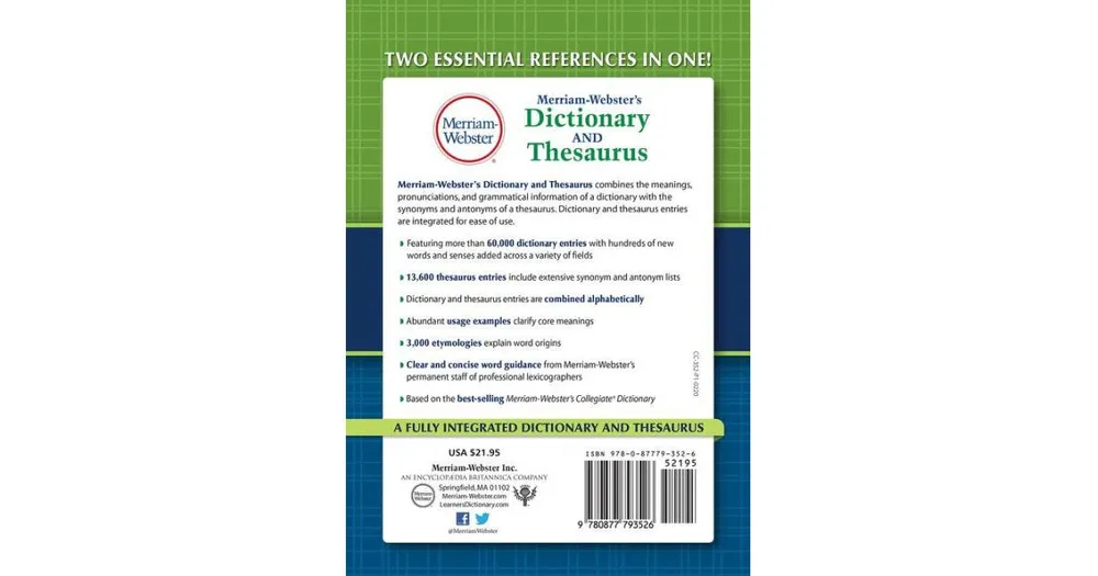 Merriam-Webster's Dictionary and Thesaurus by Merriam