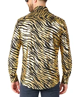 OppoSuits Men's Shiny Golden Theme Party Shirts For Men