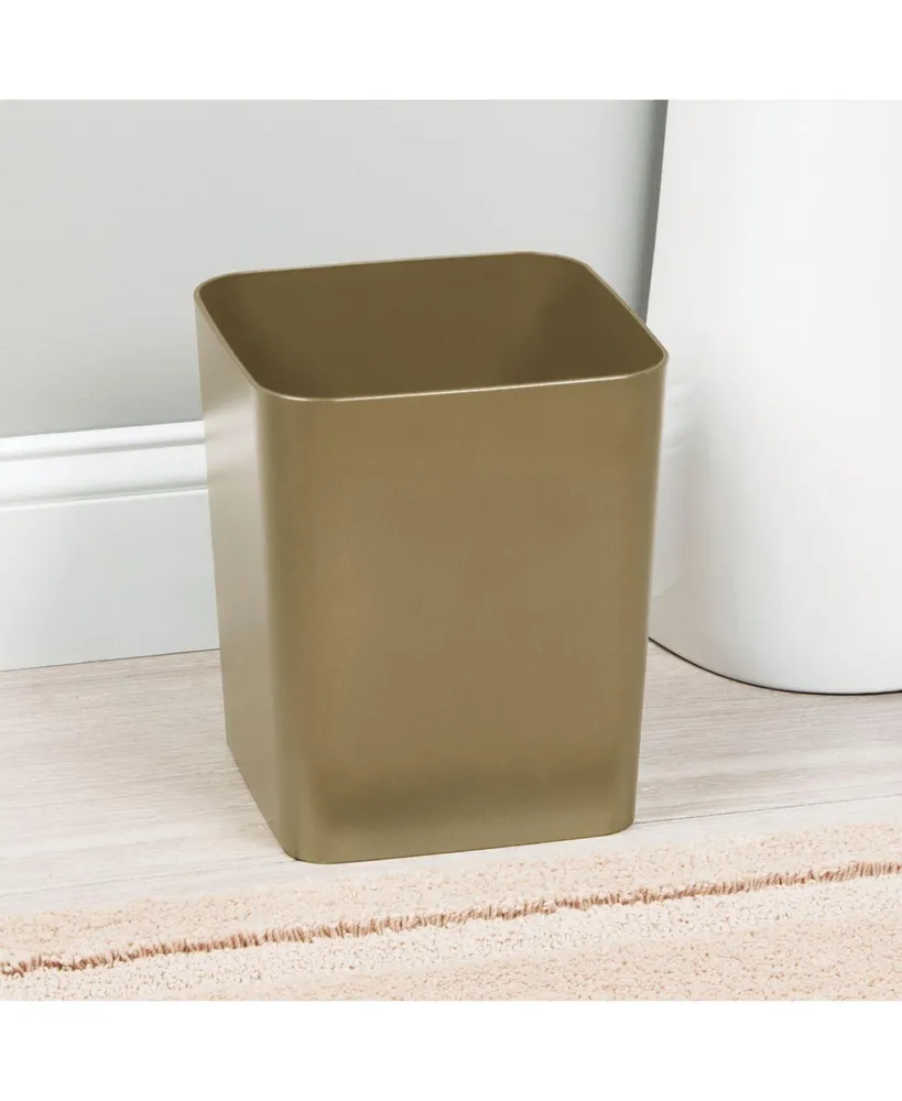 mDesign Plastic Square Small Trash Can Wastebasket Garbage Bin - Soft Brass