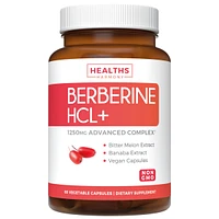 Healths Harmony Berberine Hcl Plus Capsules, Blood Sugar Support Supplement & Ampk Metabolic Activator, Appetite Suppressant for Weight Loss, Health's