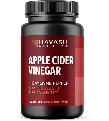 Havasu Nutrition Apple Cider Vinegar Pills, Acv Capsules + Cayenne Pepper, Appetite Suppressant for Weight Loss, Havasu Nutrition, 60ct