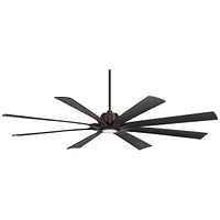 Possini Euro Design 80" Defender Rustic Farmhouse Indoor Outdoor Ceiling Fan with Dimmable Led Light Remote Control Oil Rubbed Bronze Black Damp Rated