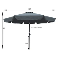 Simplie Fun Outdoor Patio Umbrella 10FT With Flap, 8 Pieces Ribs With Tilt An Crank, Without Base
