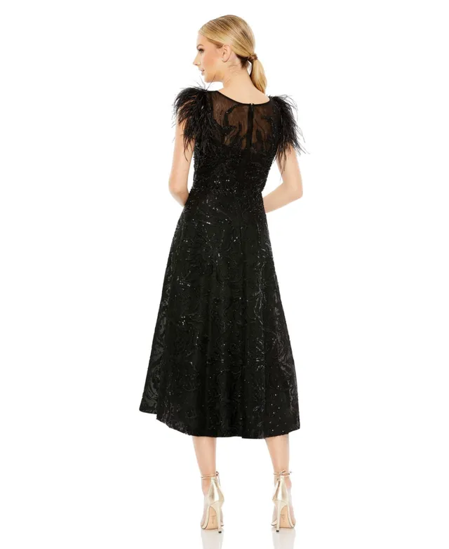 Elle Formal Sequin Feather Long Dress