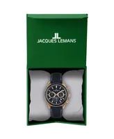 Jacques Lemans Men's Eco Power Watch with Appleskin and Solid Stainless Steel Strap Ip-Rose, Chronograph 1-2115