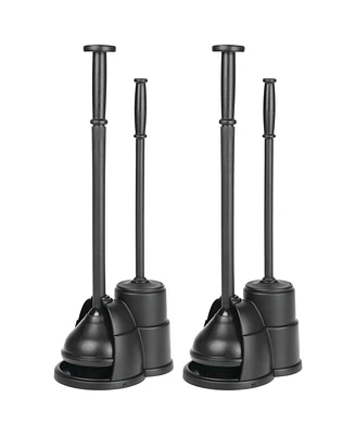 mDesign Hidden Plunger and Brush Set for Bathroom Toilet - 2 Pack, Black