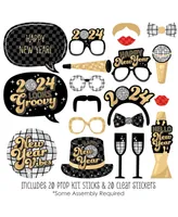 Big Dot of Happiness Disco New Year - Groovy 2025 Nye Party Photo Booth Props Kit - 20 Count