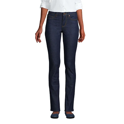 Lands' End Petite Recover Mid Rise Straight Leg Blue Jeans
