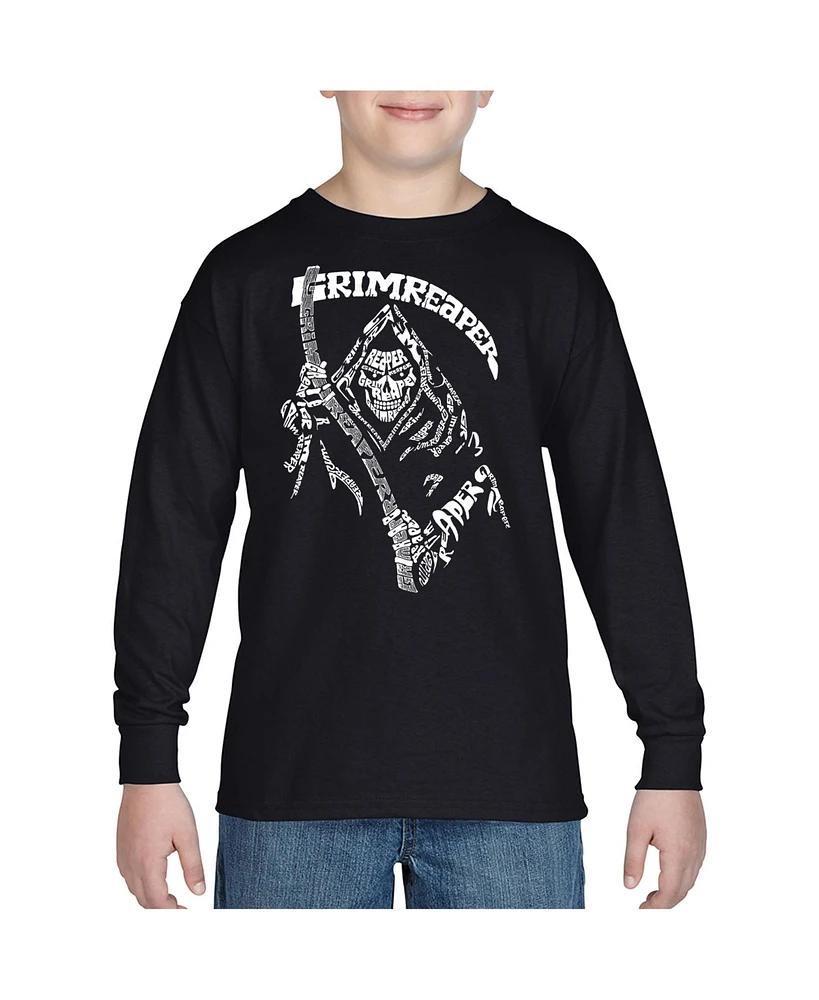 Boy's Child Word Art Long Sleeve - Grim Reaper T-shirt