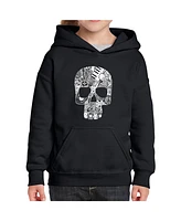 La Pop Art Girls Rock n Roll Skull Word Hooded Sweatshirt