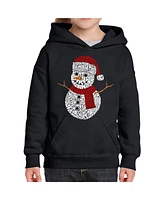 La Pop Art Girls Christmas Snowman Word Hooded Sweatshirt