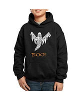 La Pop Art Boys Halloween Ghost Word Hooded Sweatshirt