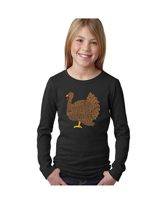 La Pop Art Girls Thanksgiving Word Long Sleeve T-Shirt