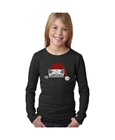 Christmas Peeking Cat - Girl's Child Word Art Long Sleeve T-Shirt