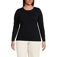 Lands' End Plus Long Sleeve Lightweight Jersey Crew Neck Top