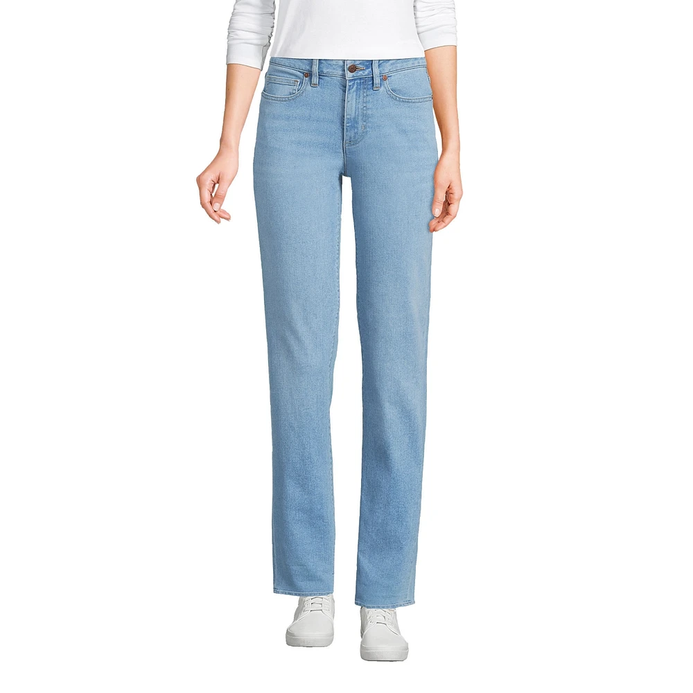 Lands' End Petite Recover Mid Rise Boyfriend Blue Jeans