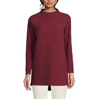 Lands' End Women's Long Sleeve Textured Pique Funnel Neck Tunic