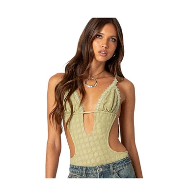 Edikted Women's Textured Cut Out Bodysuit