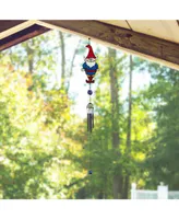 30" Long Gnome with Red Hat Black Coated Gem Wind Chime