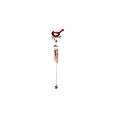 24" Long Northern Cardinal Wind Chime with Copper and Gem
