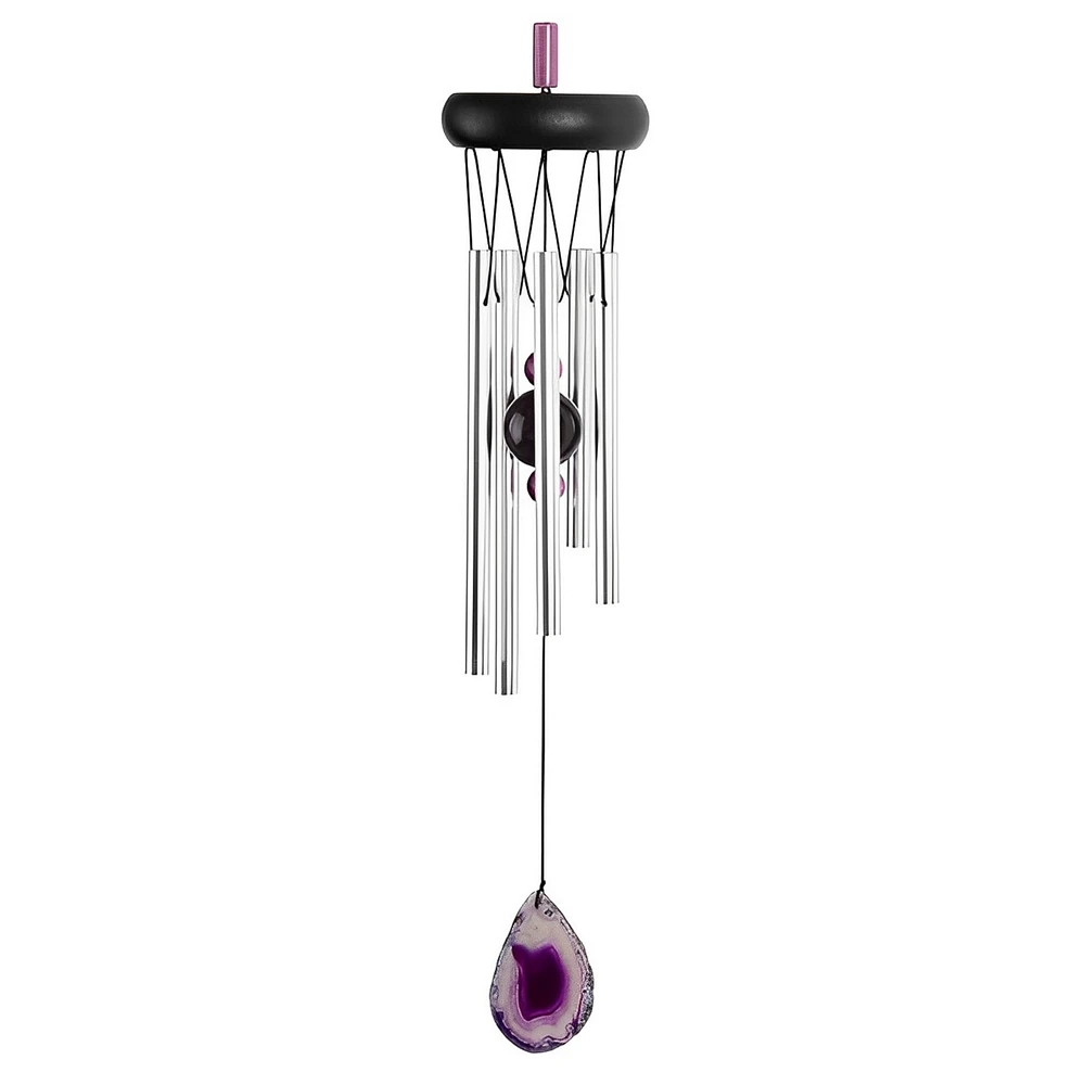 Fc Design 20" Long Wooden Top Purple Geode Wind Chime Home Decor Perfect Gift for House Warming, Holidays and Birthdays