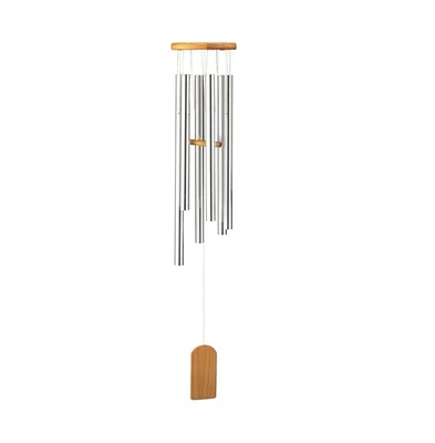 38" Long Silver Wood Top Traditional Wind Chime