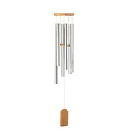 38" Long Silver Wood Top Traditional Wind Chime