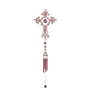 33" Long Cross Wind Chime with Copper Gem