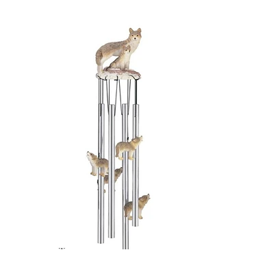 23" Long Wolf Family Round Top Wind Chime