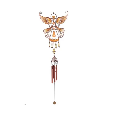 33" Long Yellow Angel Copper and Gem Wind Chime