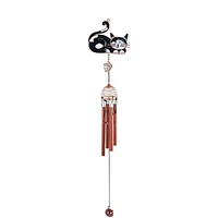Fc Design 22" Long Black and White Cat Tuxedo Kitty Copper and Gem Wind Chime Home Decor Perfect Gift for House Warming, Holidays and Birthdays
