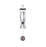 33" Long Wooden Top Geode Wind Chime Wavy Tube