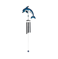 35" Long Black Gem Dolphin Wind Chime Marine Life