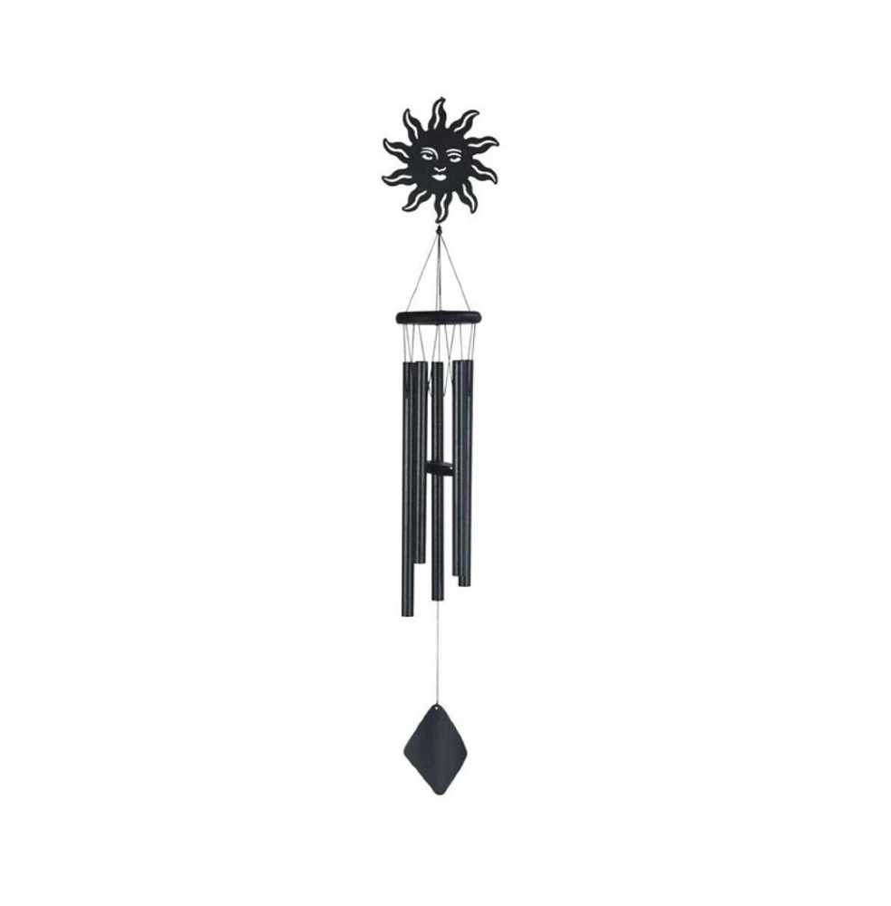 41" Long Black Sun Wood/Metal Silhouette Wind Chime