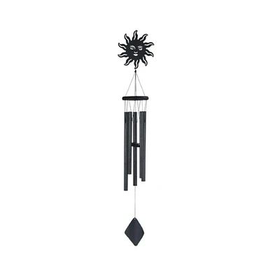 41" Long Black Sun Wood/Metal Silhouette Wind Chime