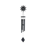 41" Long Black Sun Wood/Metal Silhouette Wind Chime