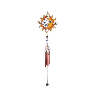 33" Long Copper Gem Moon and Sun Wind Chime
