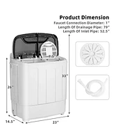 Costway 13lbs Portable Semi-Automatic Twin Tub Wash Machine