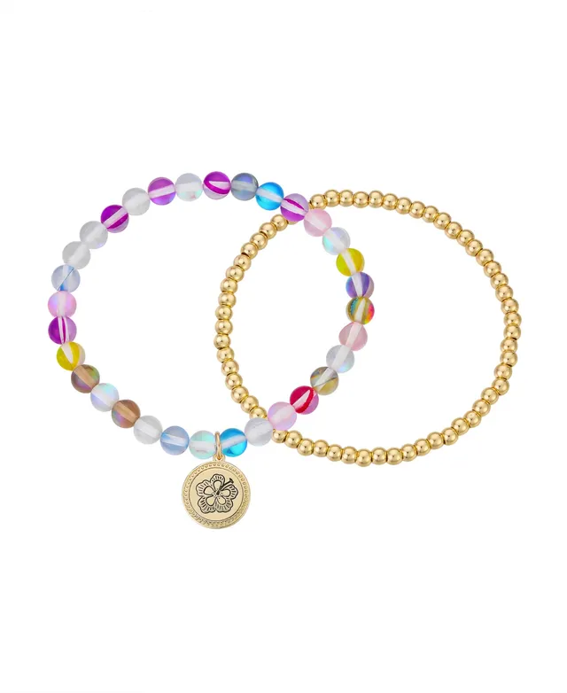 Marble Beaded Rainbow Stretch Bracelet Set - 2 Pack