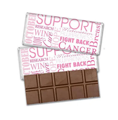 Pcs Breast Cancer Awareness Candy Gifts in Bulk Belgian Chocolate Bars - Word Cloud