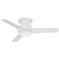 44" Marbella Breeze Modern Indoor Hugger Ceiling Fan with Dimmable Led Light Remote Control White Opal Glass for Living Kitchen House Bedroom Family D