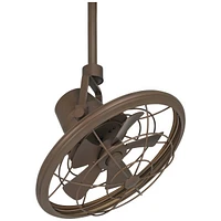 Casa Vieja 18" Big Sky Modern Industrial Indoor Outdoor Ceiling Fan Oil Rubbed Bronze Brown Cage Head Adjustable Damp Rated for Patio Exterior House H