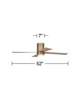 52" Revue Modern Indoor Hugger Ceiling Fan with Led Light Remote Control Bronze Soft Brass Opal Glass for Living Room Kitchen House Bedroom Family Din