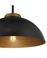 Possini Euro Design Janie Black Gold Pendant Light 15.50" Wide Modern Industrial Dome Metal Shade Fixture for Dining Room House Foyer Kitchen Entryway