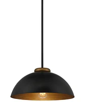 Possini Euro Design Janie Black Gold Pendant Light 15.50" Wide Modern Industrial Dome Metal Shade Fixture for Dining Room House Foyer Kitchen Entryway