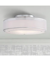 Possini Euro Design Double Organza Modern Ceiling Light Flush-Mount Fixture 20" Wide Chrome 3