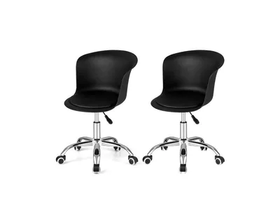Set of 2 Office Desk Chair with Ergonomic Backrest and Soft Padded Pu Leather Seat